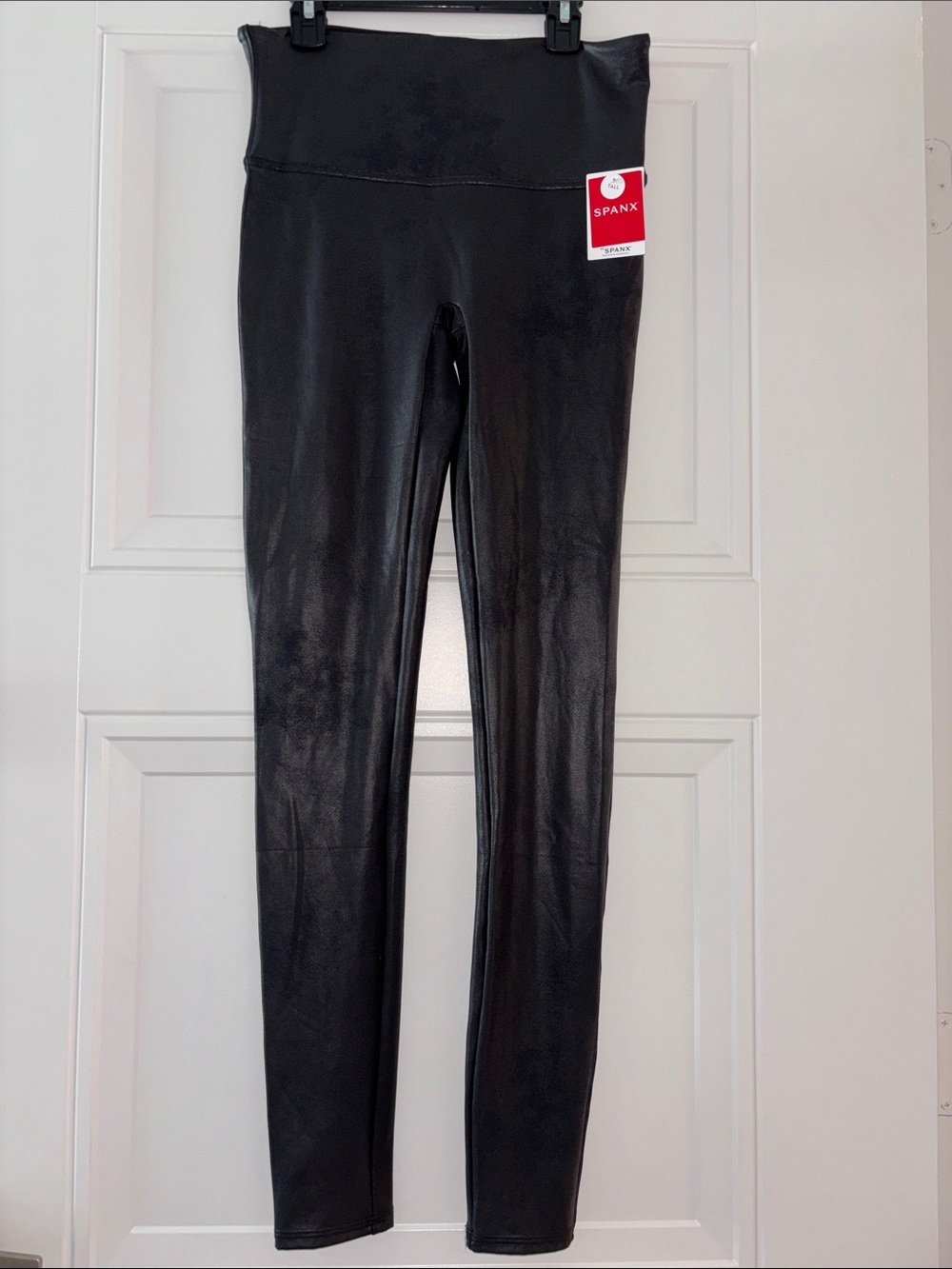 Spanx Black Faux Leather Leggings Womens Large Tall
